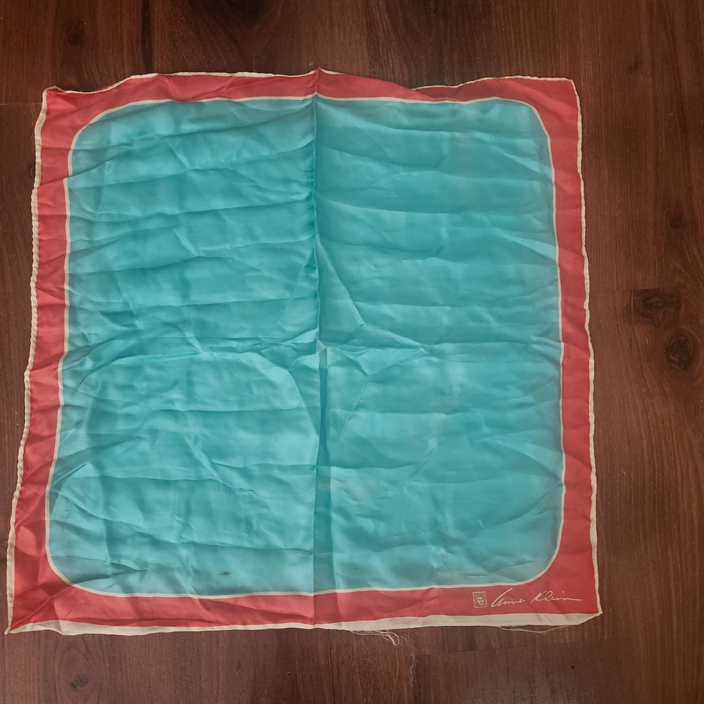 Anne Klein Silk Scarf with Teal and Coral